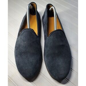Del Toro Loafers/Slippers - Navy Suede Flats Size 10.5 Or 44.5 EU Made In Italy